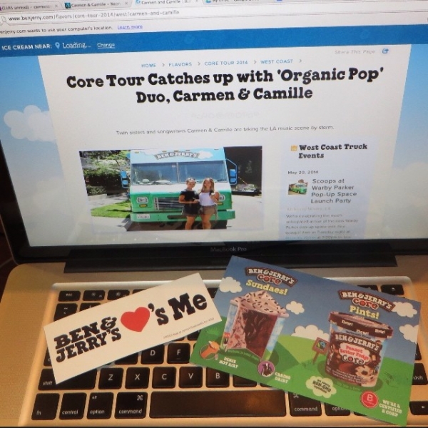 Lookie here! Made it onto the Ben & Jerry's website... thanks @BenJerrysWest for the interview http://www.benjerry.com/flavors/core-tour-2014/west/carmen-and-camille