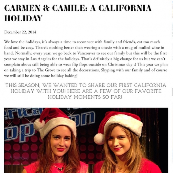 Check out our interview with Establishedcalifornia.com on how we're spending the holiday season this year! http://www.establishedcalifornia.com/estca/carmen-camile-a-california-holiday