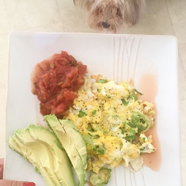 Breakfast: Two eggs with brussel sprouts, half an avocado and salsa. What are you guys having?